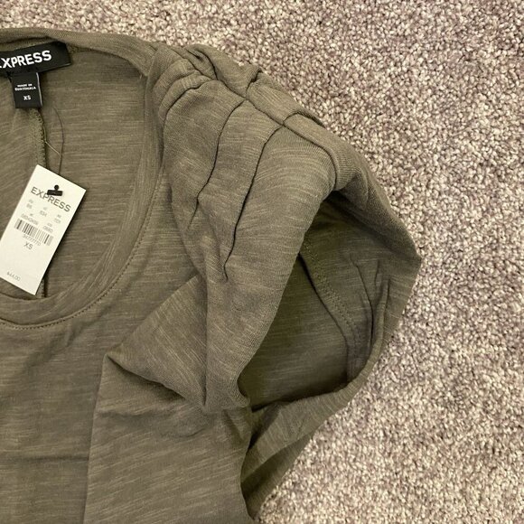 Express Womens Scoop Neck Padded Shoulder Sleeveless Tee Olive Green Size XS NWT - Picture 8 of 16